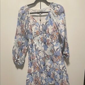 NWT Hale Bob Floral Print Dress with Blue and Purple Accents